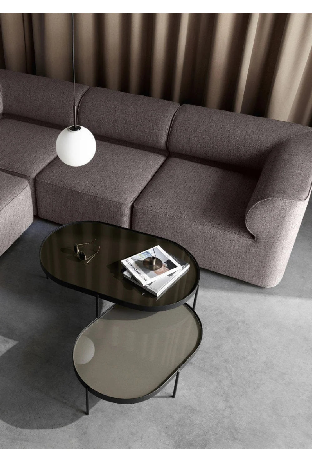 Luxury Oval Glass Coffee Table Modern Italian Style for Villa