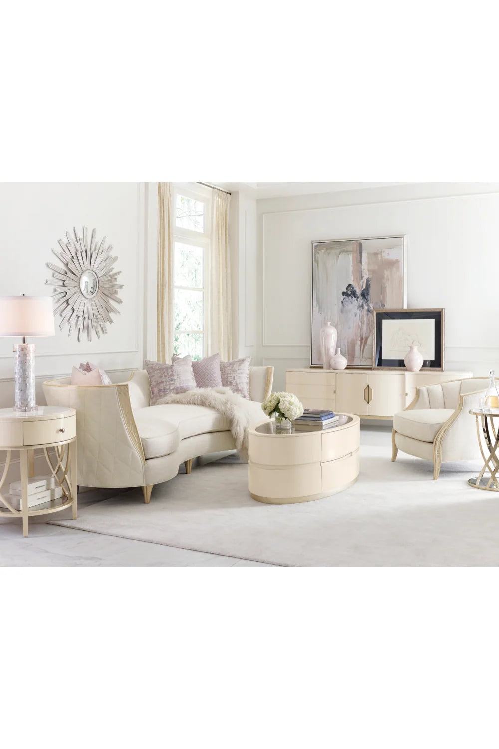 Luxury Oval Glass Coffee Table Modern Italian Style for Villa