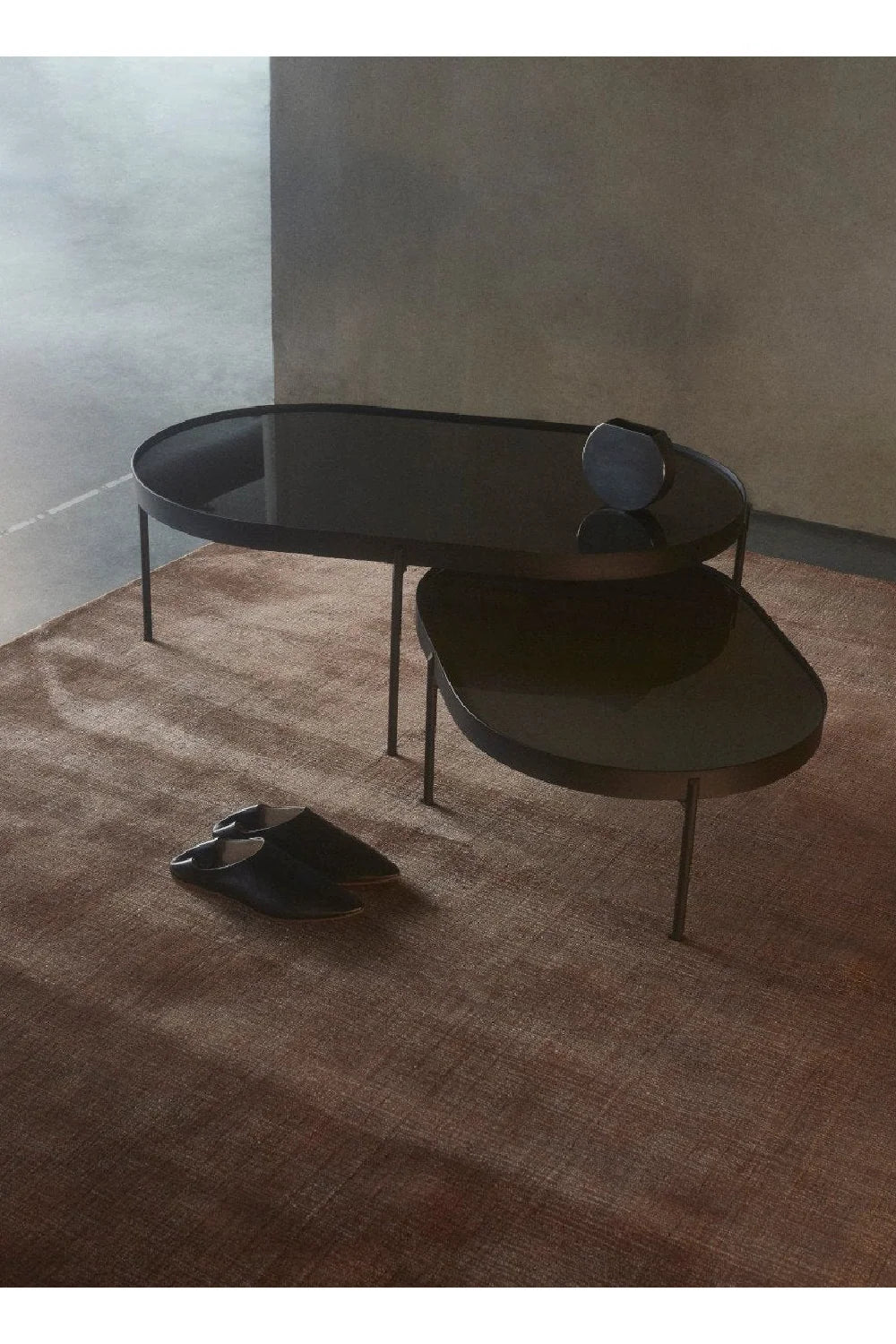 Luxury Oval Glass Coffee Table Modern Italian Style for Villa