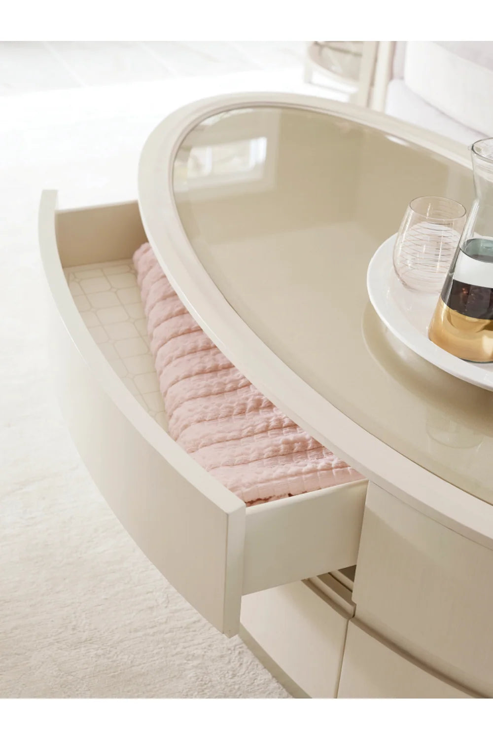 Luxury Oval Glass Coffee Table Modern Italian Style for Villa