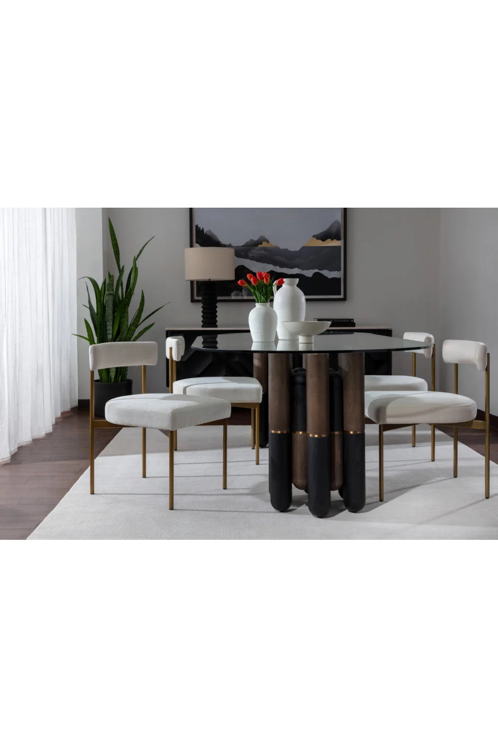 Luxury Oval Glass Dining Table Modern Italian Style for Villa