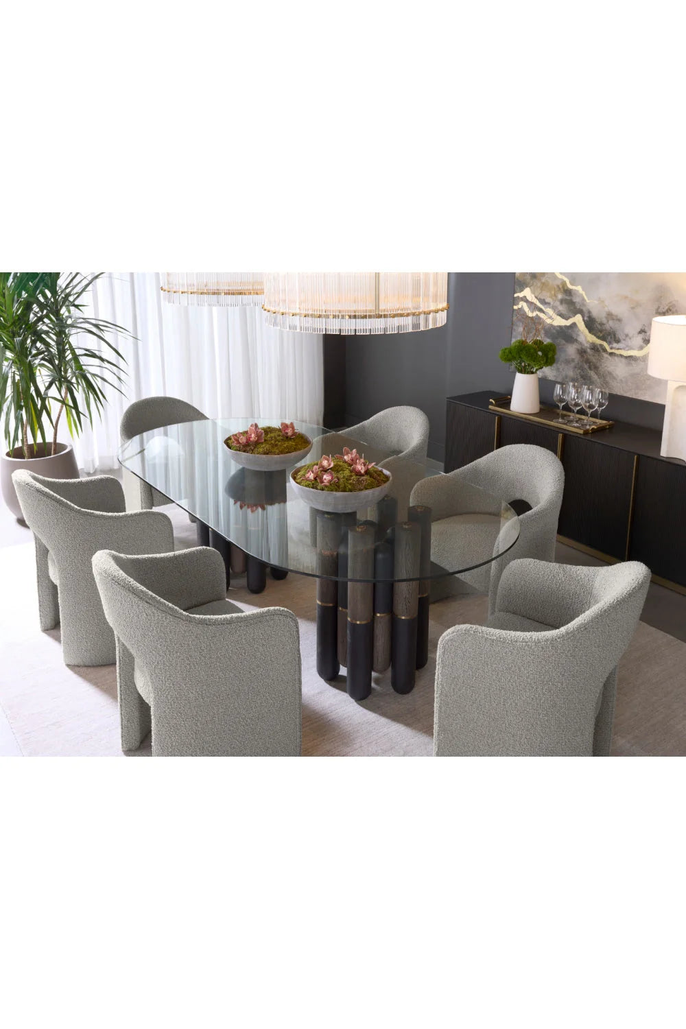 Luxury Oval Glass Dining Table Modern Italian Style for Villa