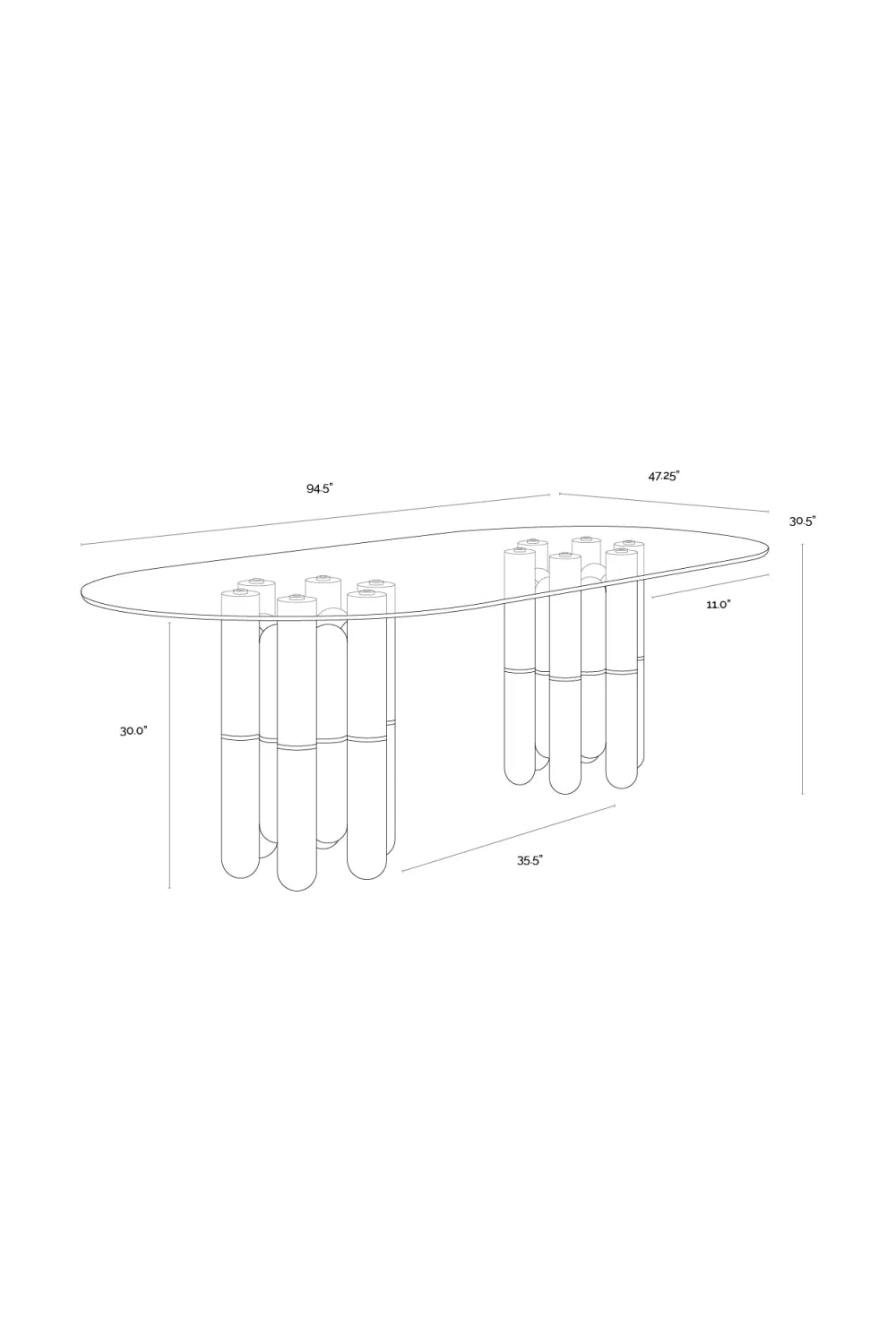Luxury Oval Glass Dining Table Modern Italian Style for Villa