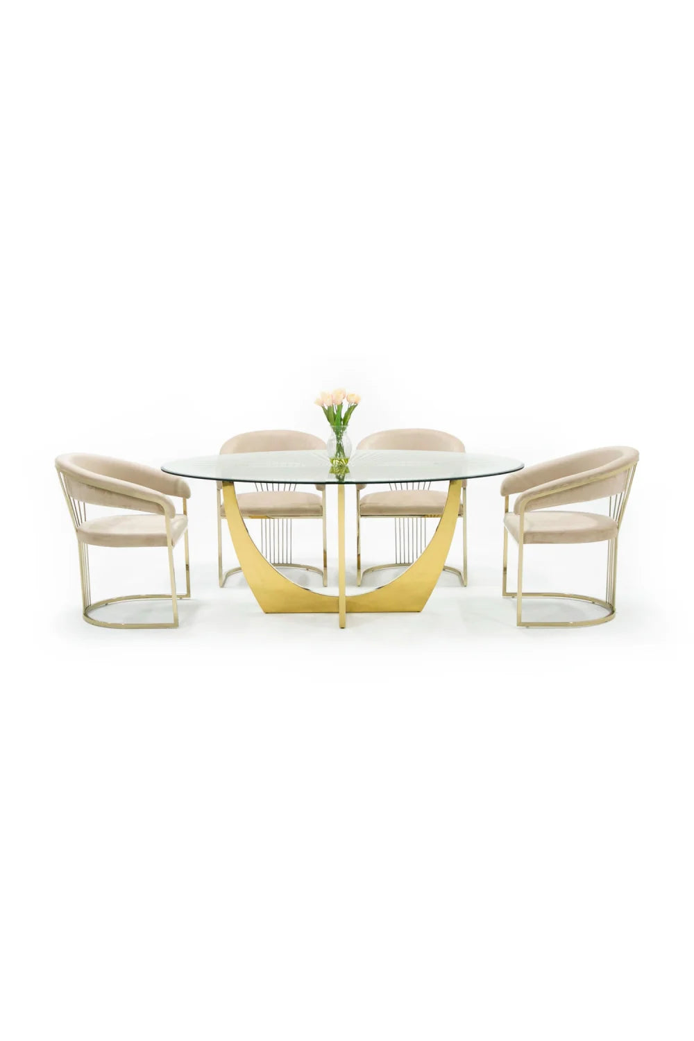 Luxury Oval Gold Leaf Dining Table Modern Italian Style for Villa