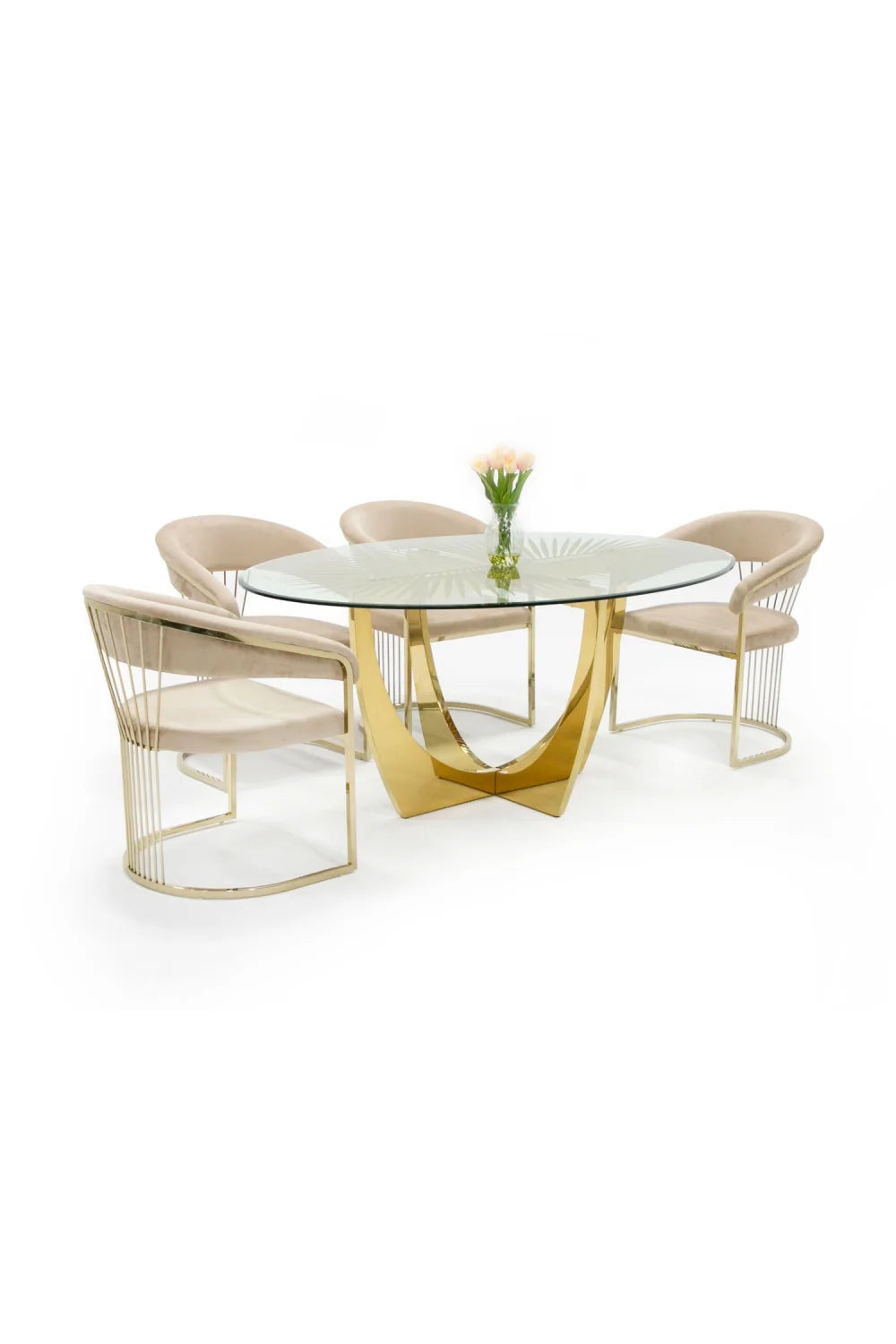 Luxury Oval Gold Leaf Dining Table Modern Italian Style for Villa