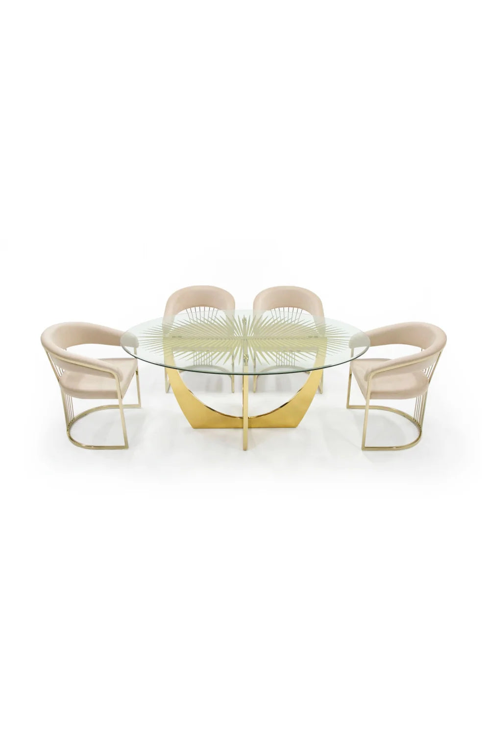 Luxury Oval Gold Leaf Dining Table Modern Italian Style for Villa