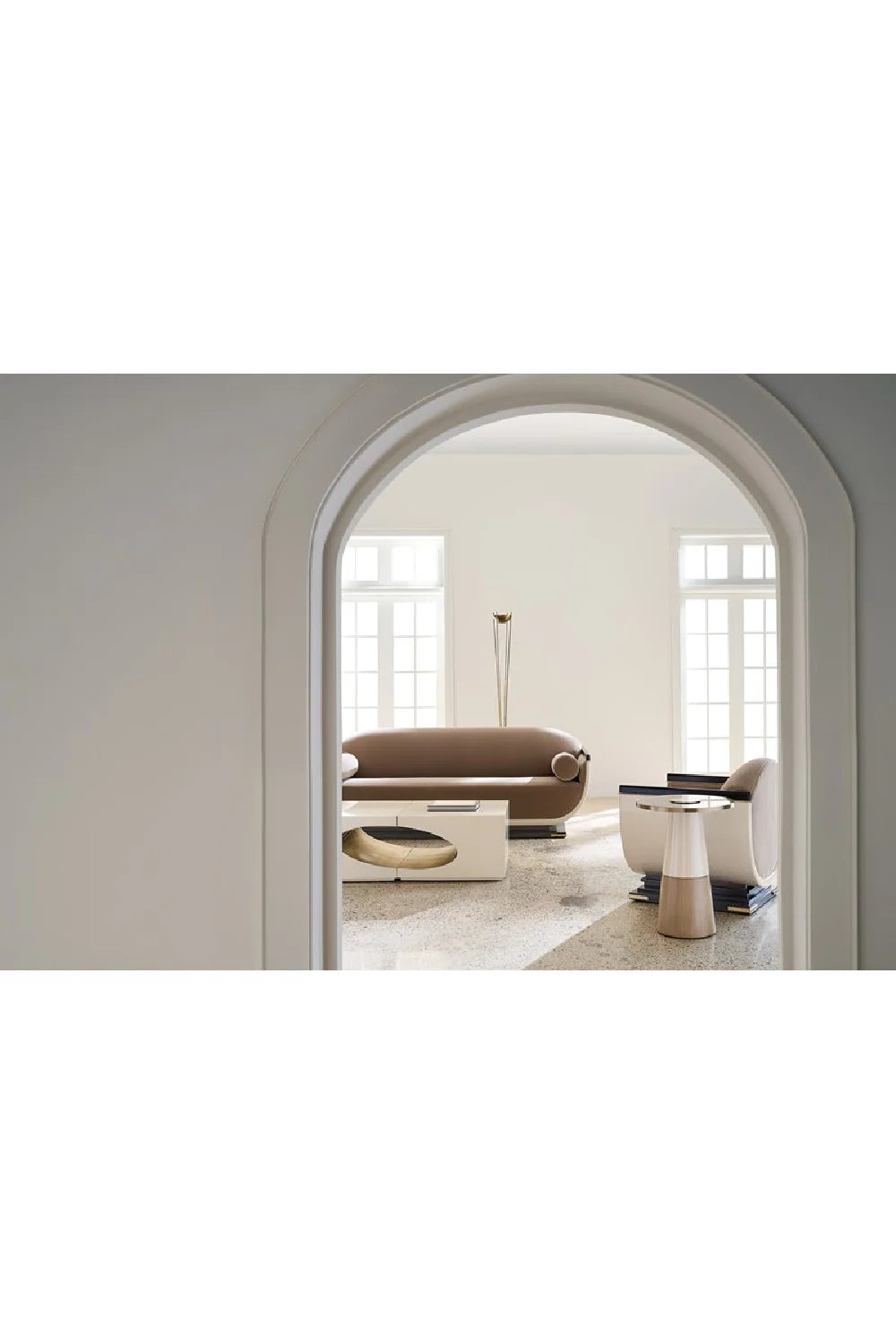Luxury Oval Inset Coffee Table Modern Italian Style for Villa