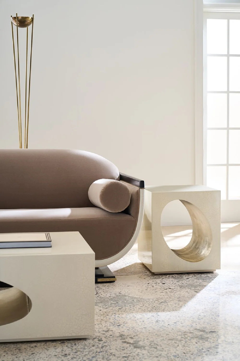 Luxury Oval Inset Coffee Table Modern Italian Style for Villa