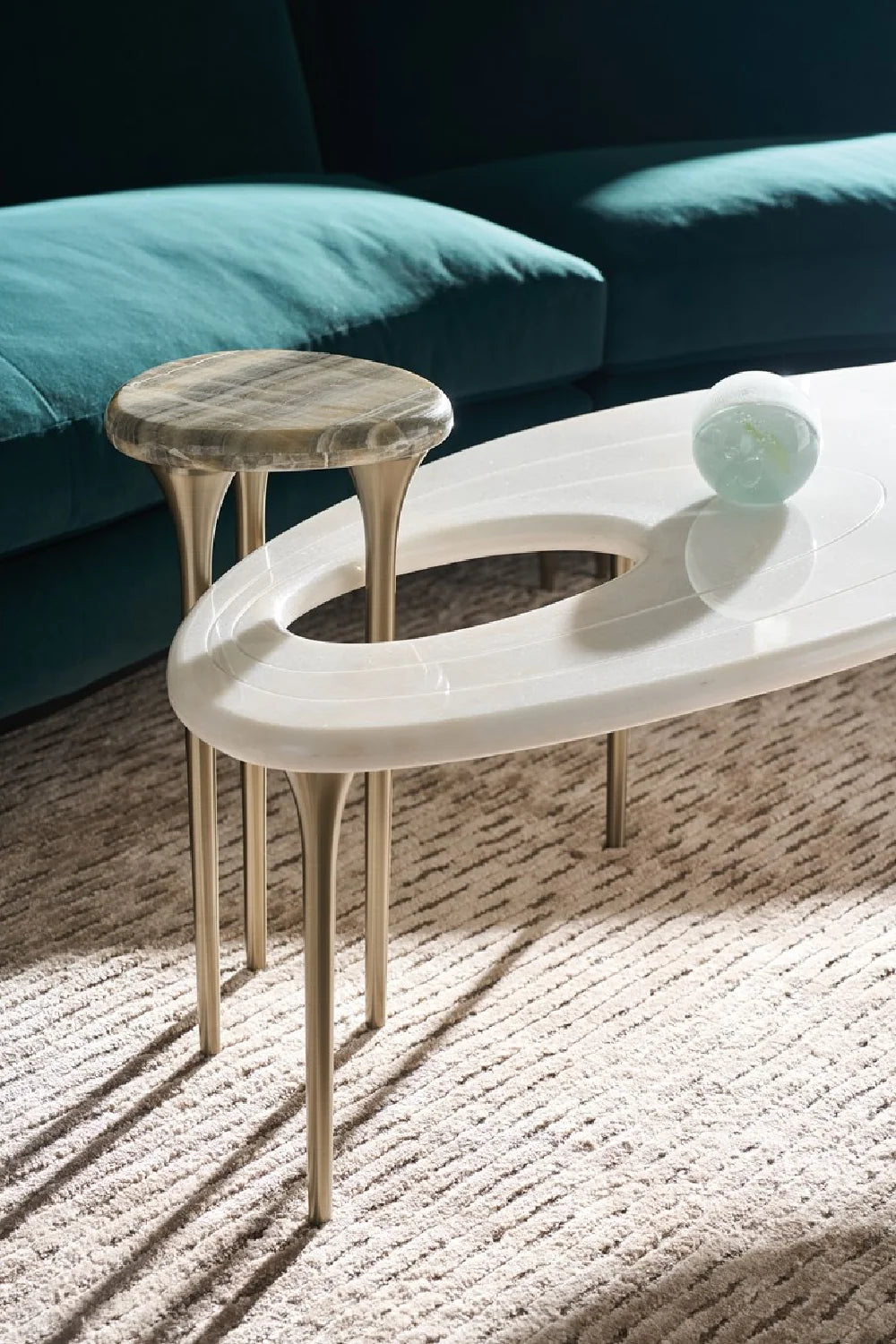 Luxury Oval Marble Coffee Table Modern Italian Style for Villa