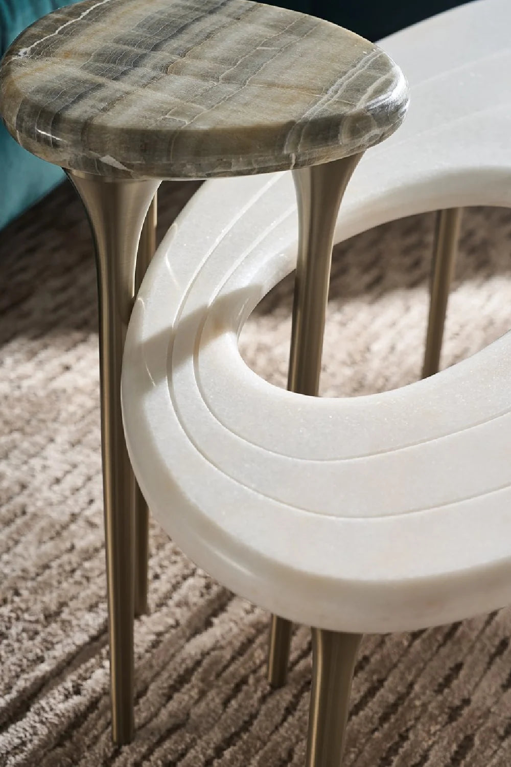 Luxury Oval Marble Coffee Table Modern Italian Style for Villa