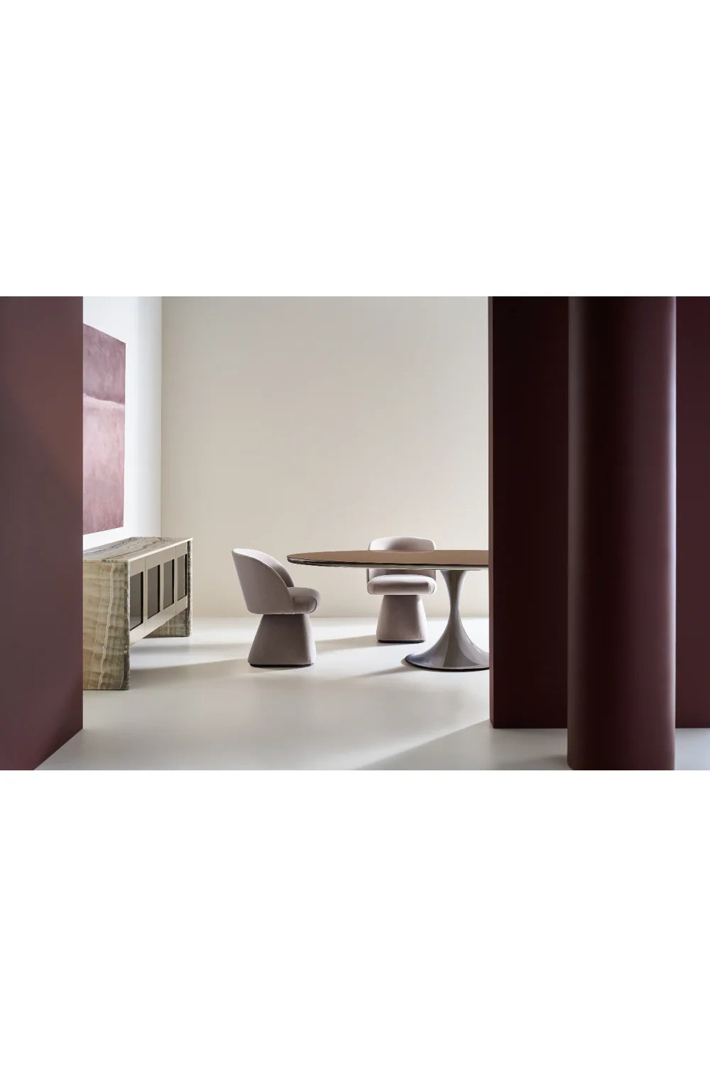 Luxury Oval Mirrored Dining Table Modern Italian Style for Villa