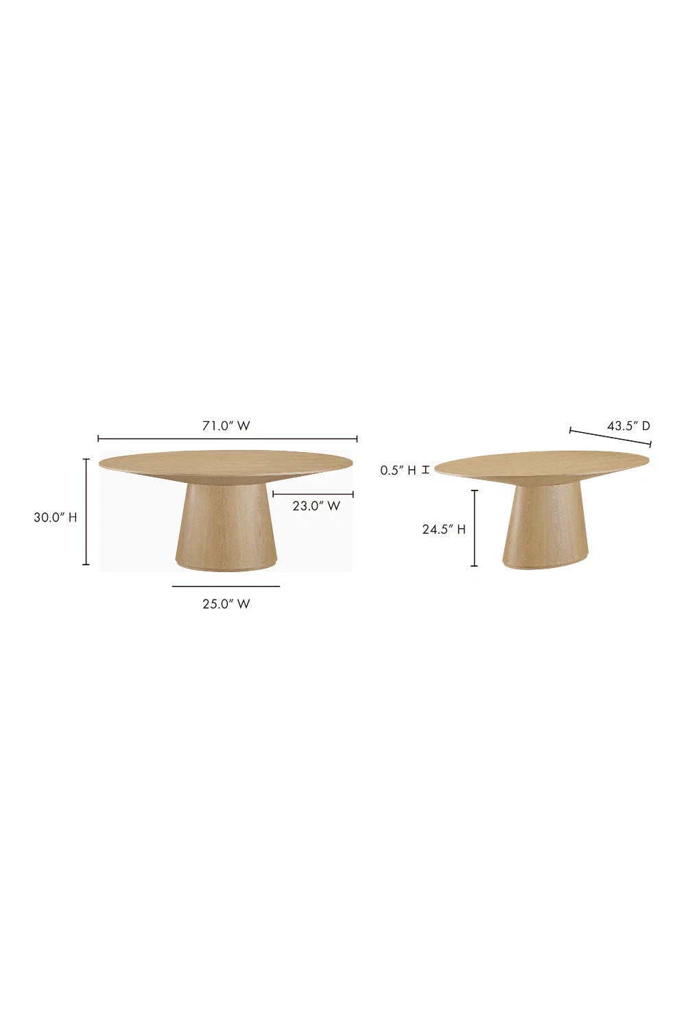 Luxury Oval Natural Oak Dining Table Modern Italian Style for Villa