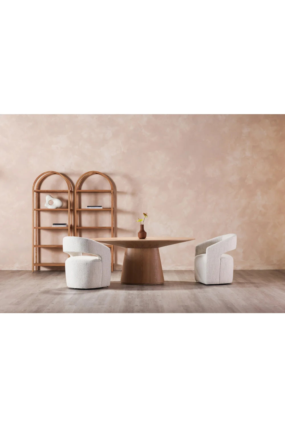 Luxury Oval Natural Oak Dining Table Modern Italian Style for Villa