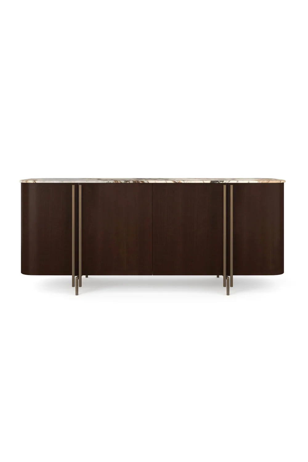 Luxury Oval Stone Top 4-Door Sideboard European Style for Villa