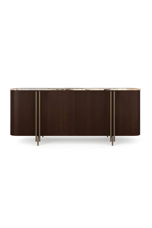 Luxury Oval Stone Top 4-Door Sideboard European Style for Villa