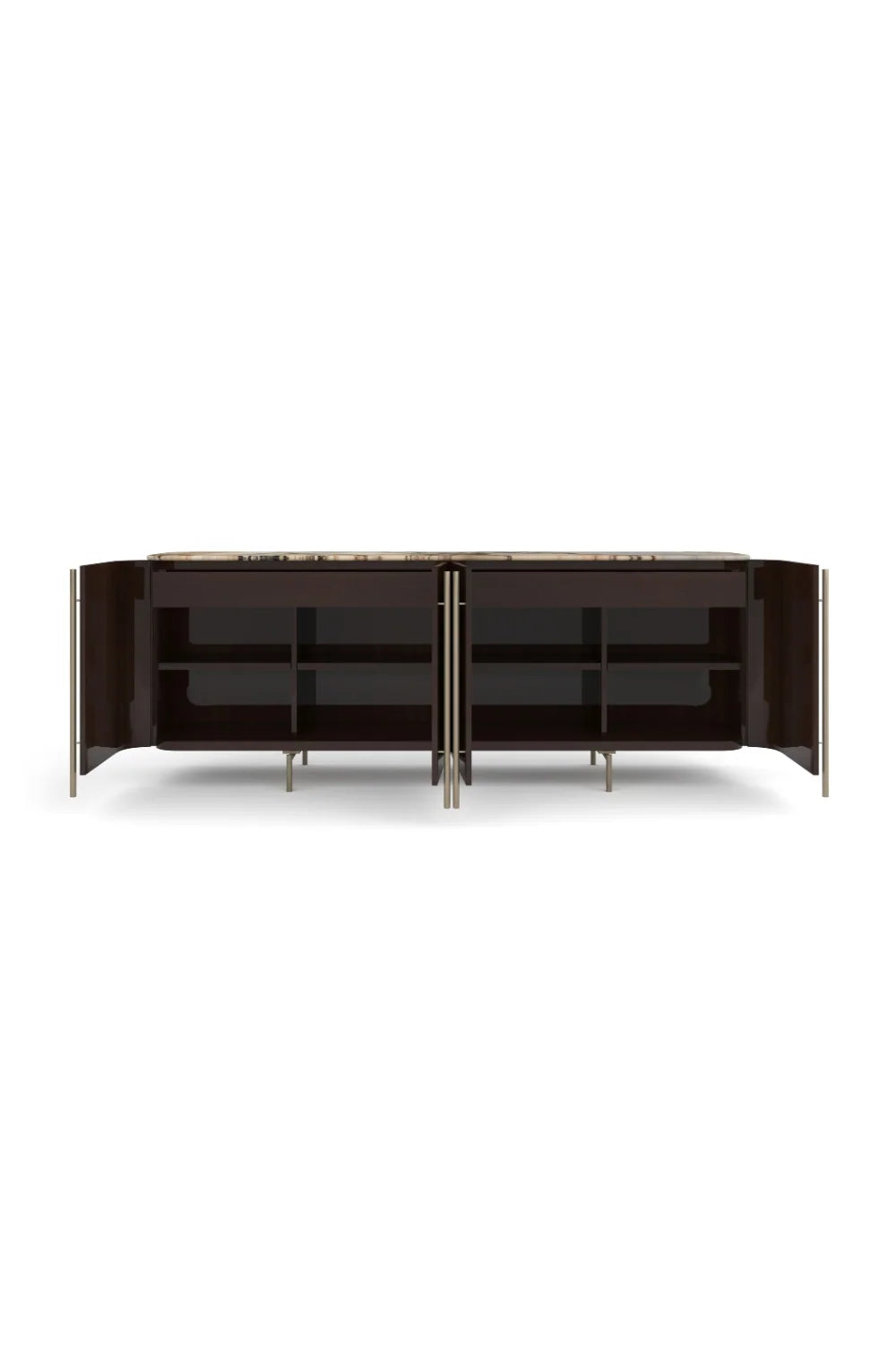 Luxury Oval Stone Top 4-Door Sideboard European Style for Villa