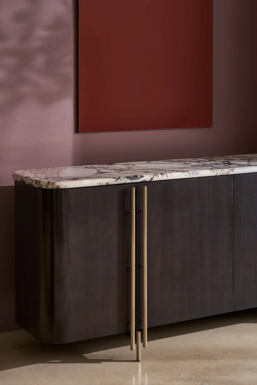 Luxury Oval Stone Top 4-Door Sideboard European Style for Villa