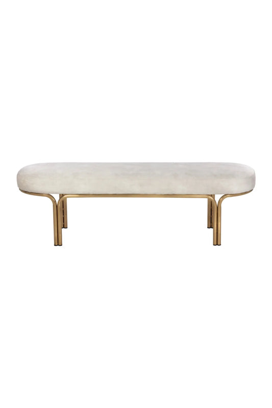 Luxury Oval Upholstered Bench European Style for Villa