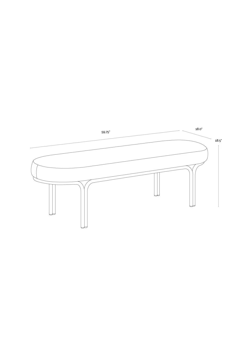 Luxury Oval Upholstered Bench European Style for Villa