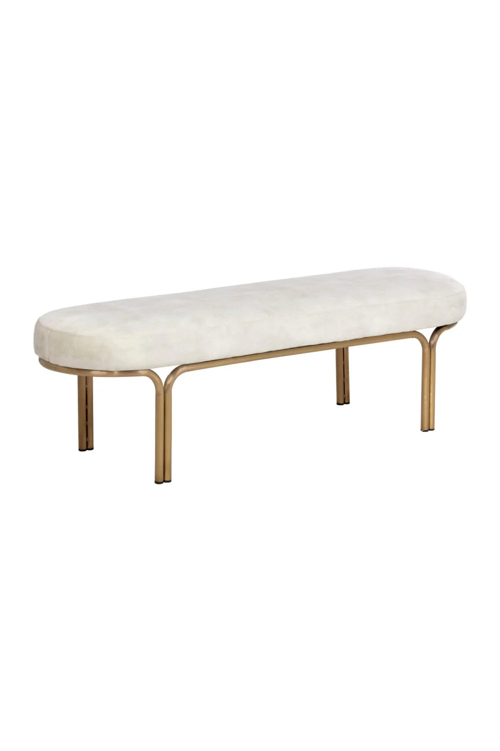 Luxury Oval Upholstered Bench European Style for Villa