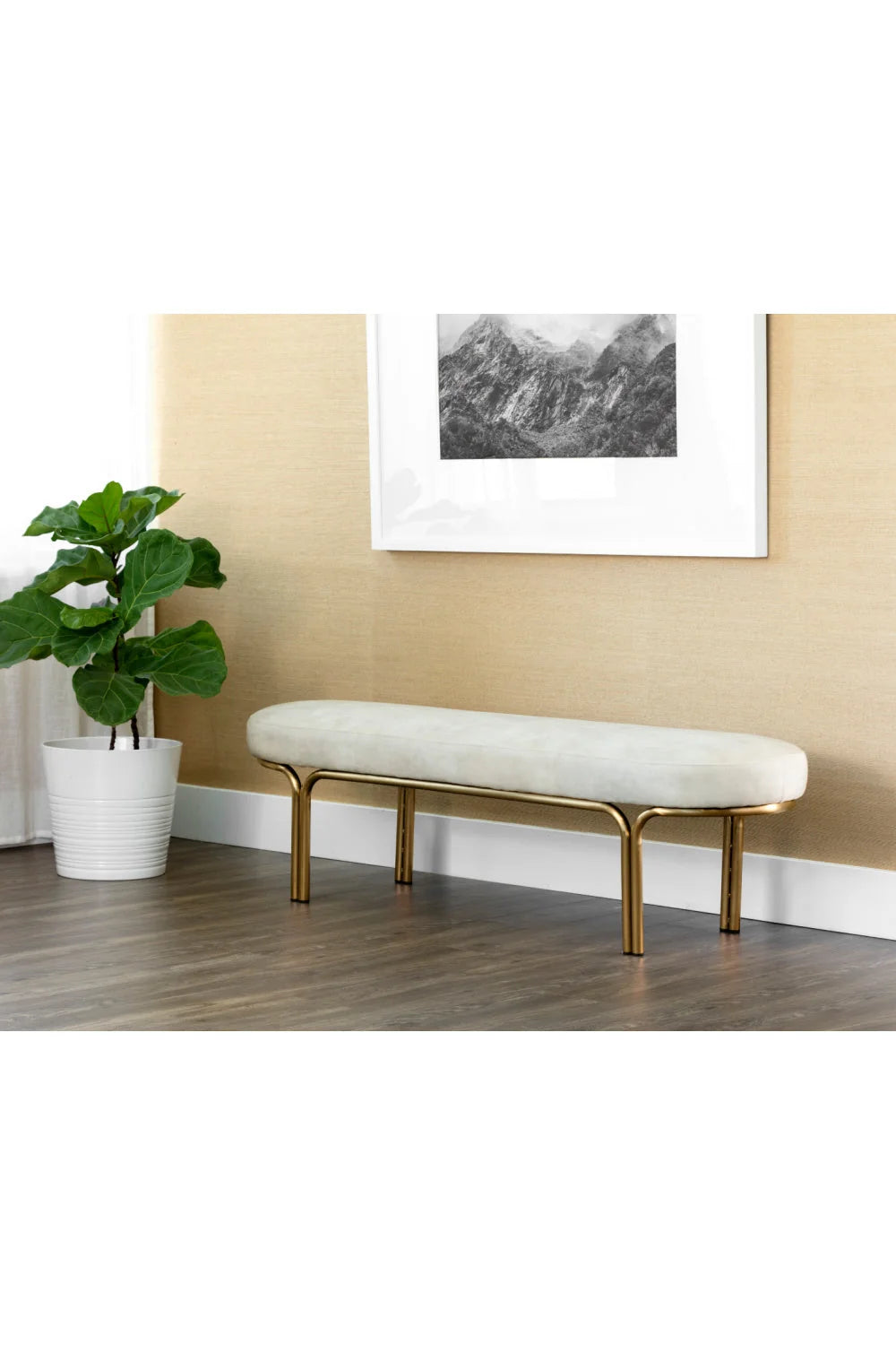 Luxury Oval Upholstered Bench European Style for Villa
