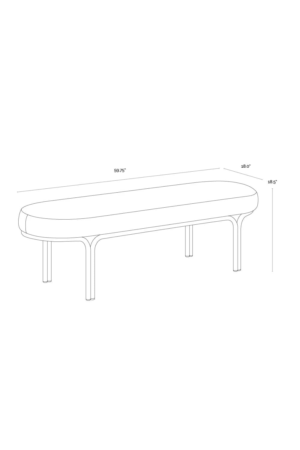 Luxury Oval Upholstered Bench European Style for Villa