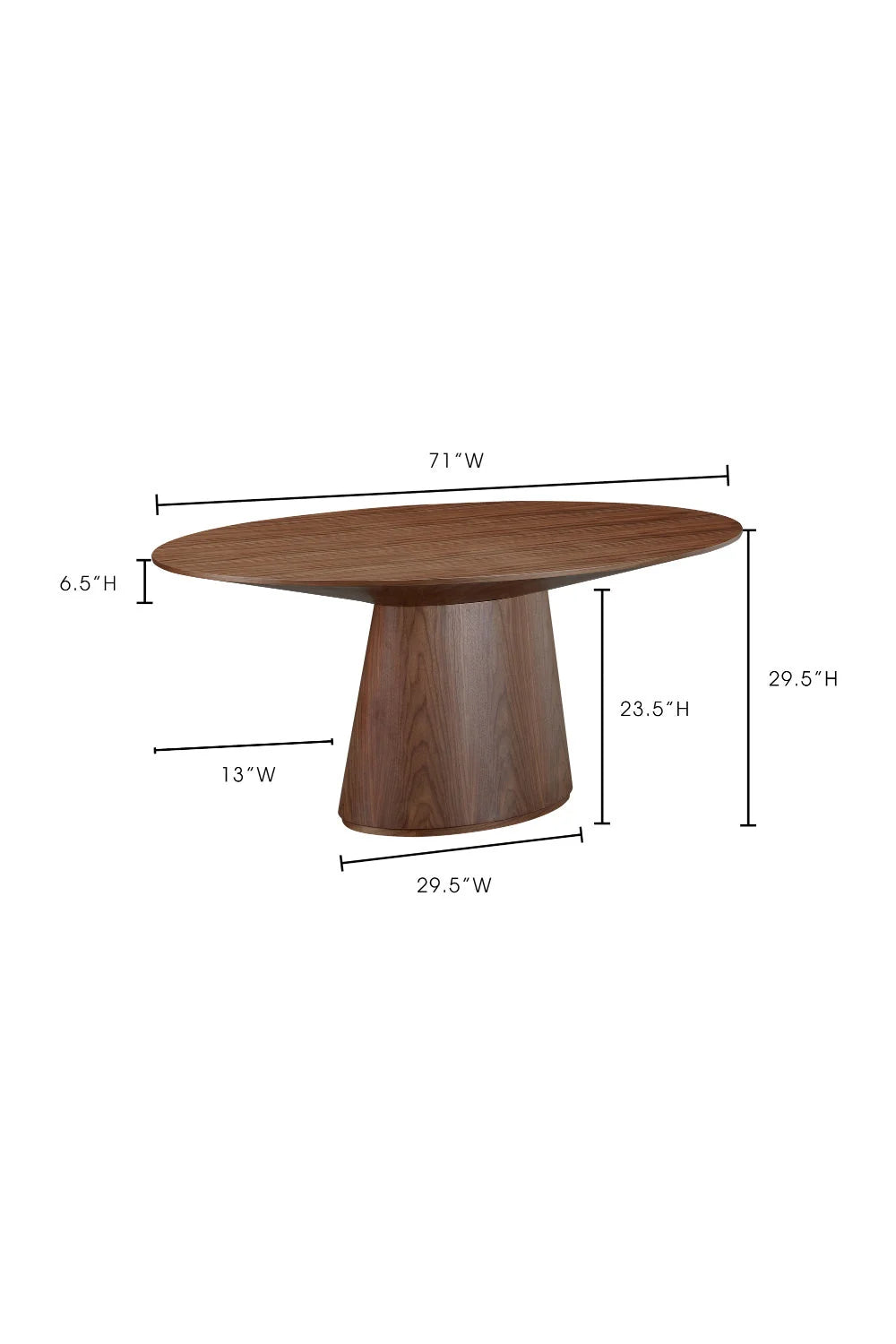 Luxury Oval Walnut Dining Table Modern Italian Style for Villa