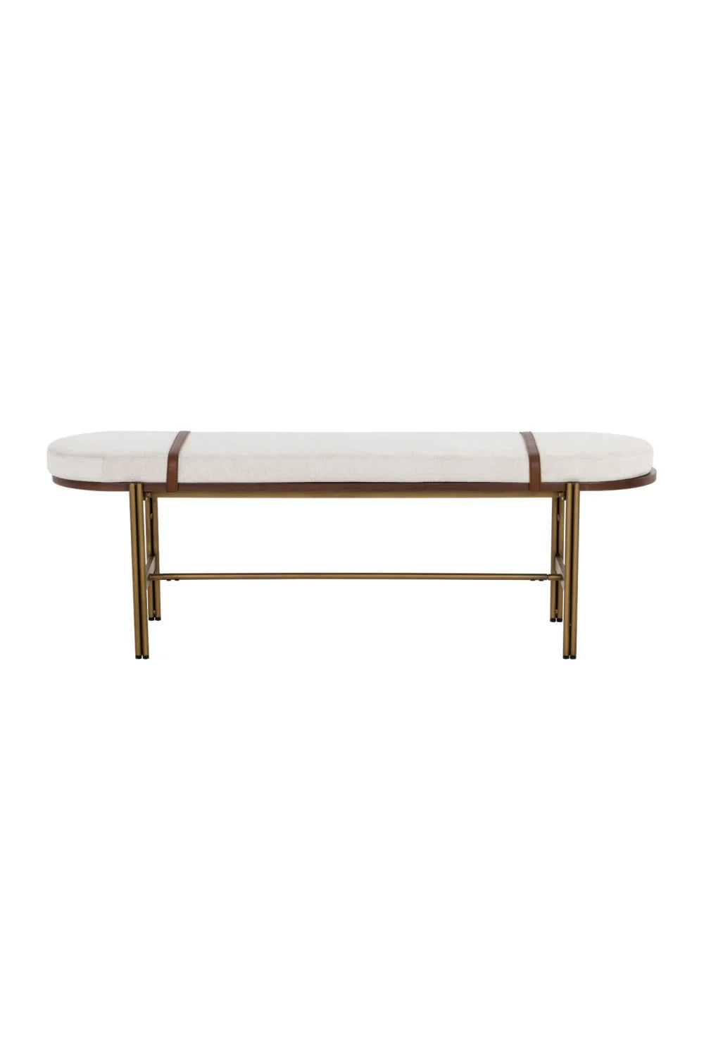 Luxury Oval White Fabric Bench European Style for Villa