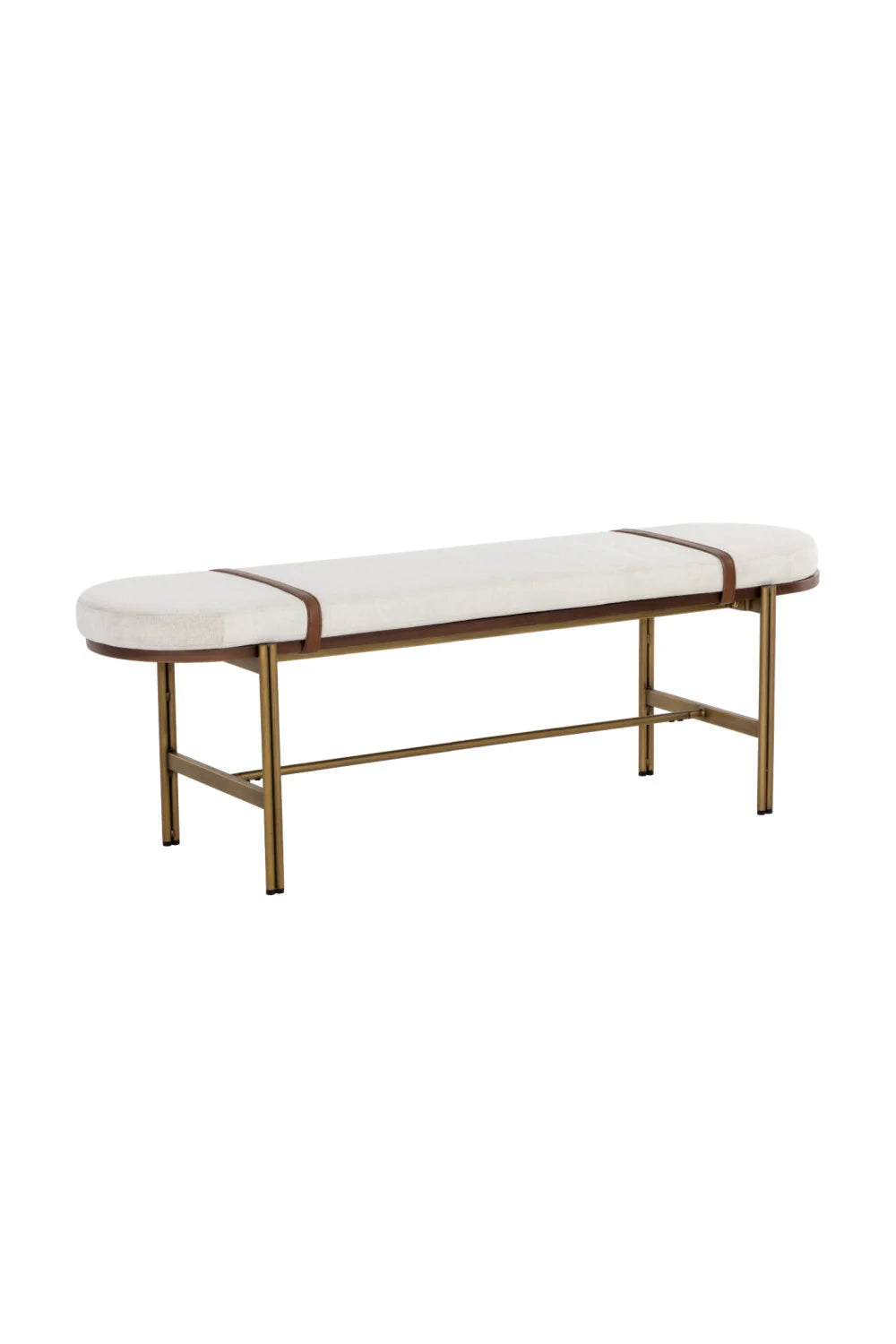 Luxury Oval White Fabric Bench European Style for Villa
