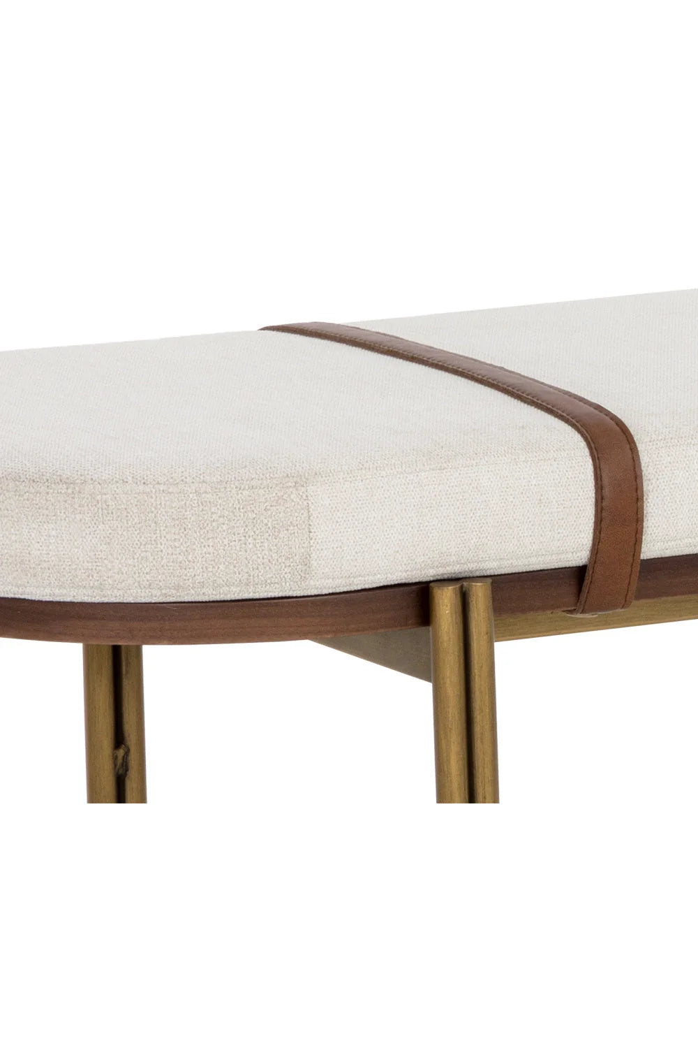 Luxury Oval White Fabric Bench European Style for Villa