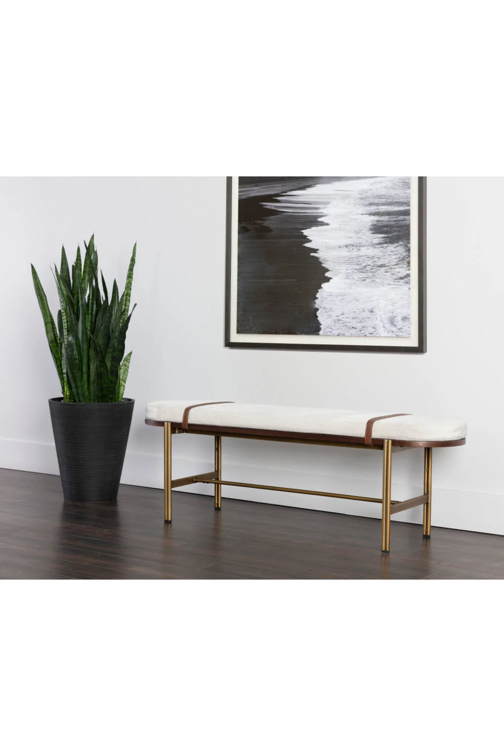 Luxury Oval White Fabric Bench European Style for Villa