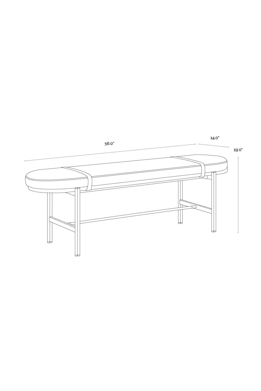 Luxury Oval White Fabric Bench European Style for Villa