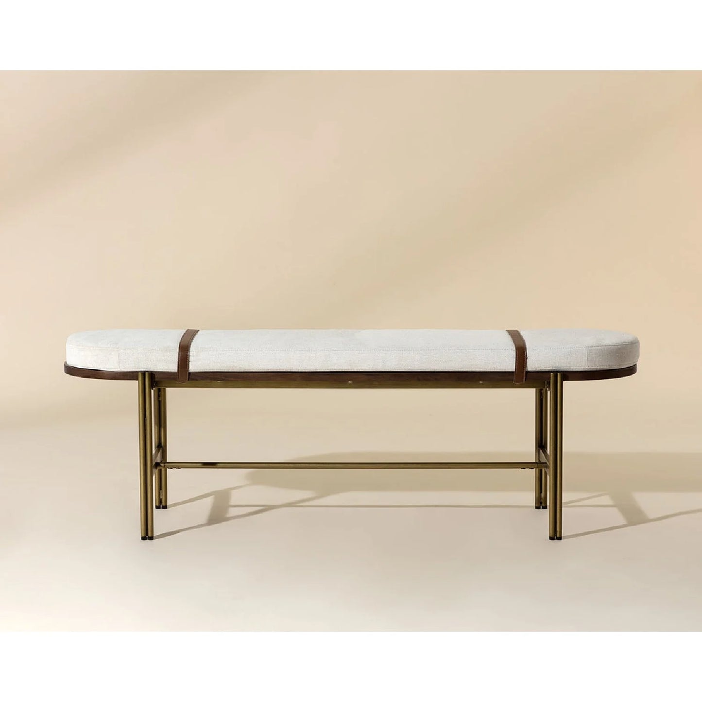 Luxury Oval White Fabric Bench European Style for Villa