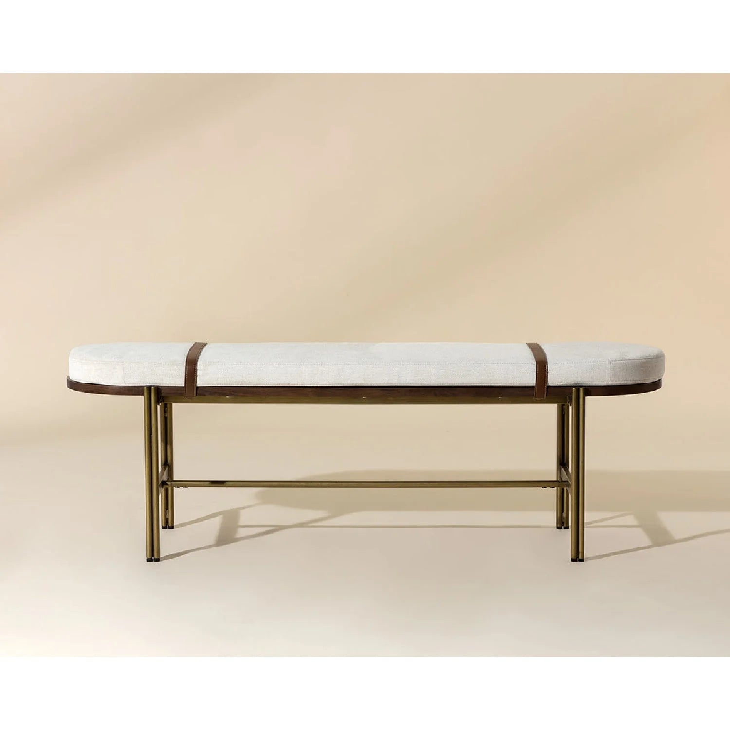 Luxury Oval White Fabric Bench European Style for Villa
