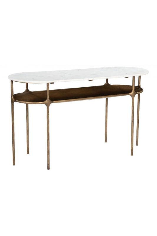 Luxury Oval White Marble Console Table Modern Italian Style for Villa