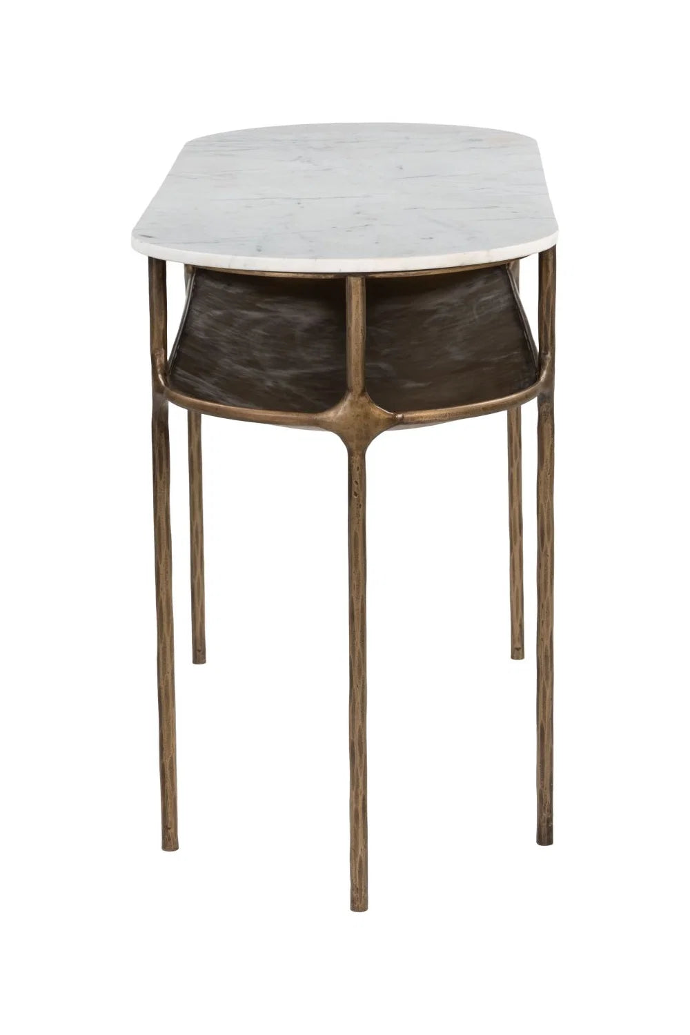 Luxury Oval White Marble Console Table Modern Italian Style for Villa