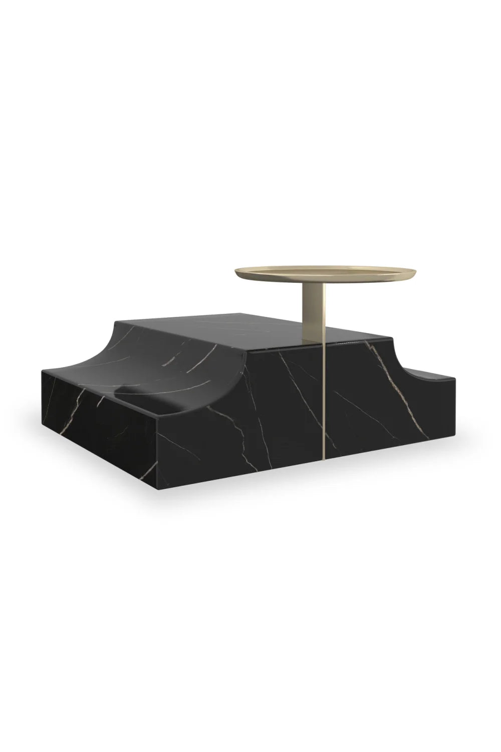 Luxury Overlap Black Marble Coffee Table Modern Italian Style for Villa