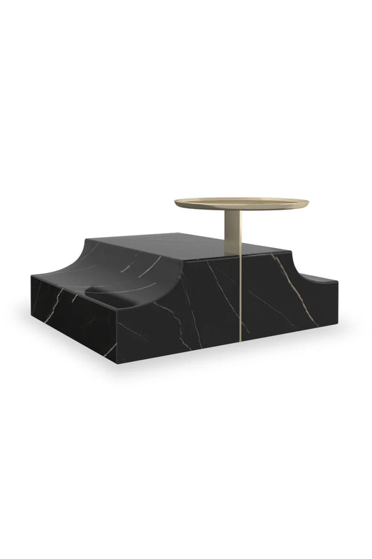 Luxury Overlap Black Marble Coffee Table Modern Italian Style for Villa