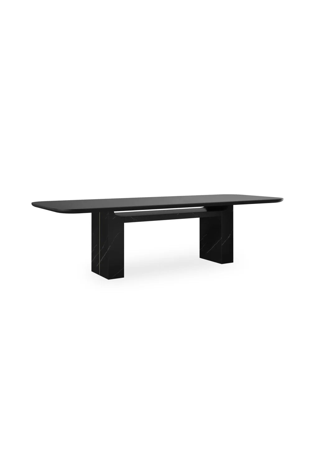 Luxury Overlap Black Rectangular Dining Table Modern Italian Style for Villa