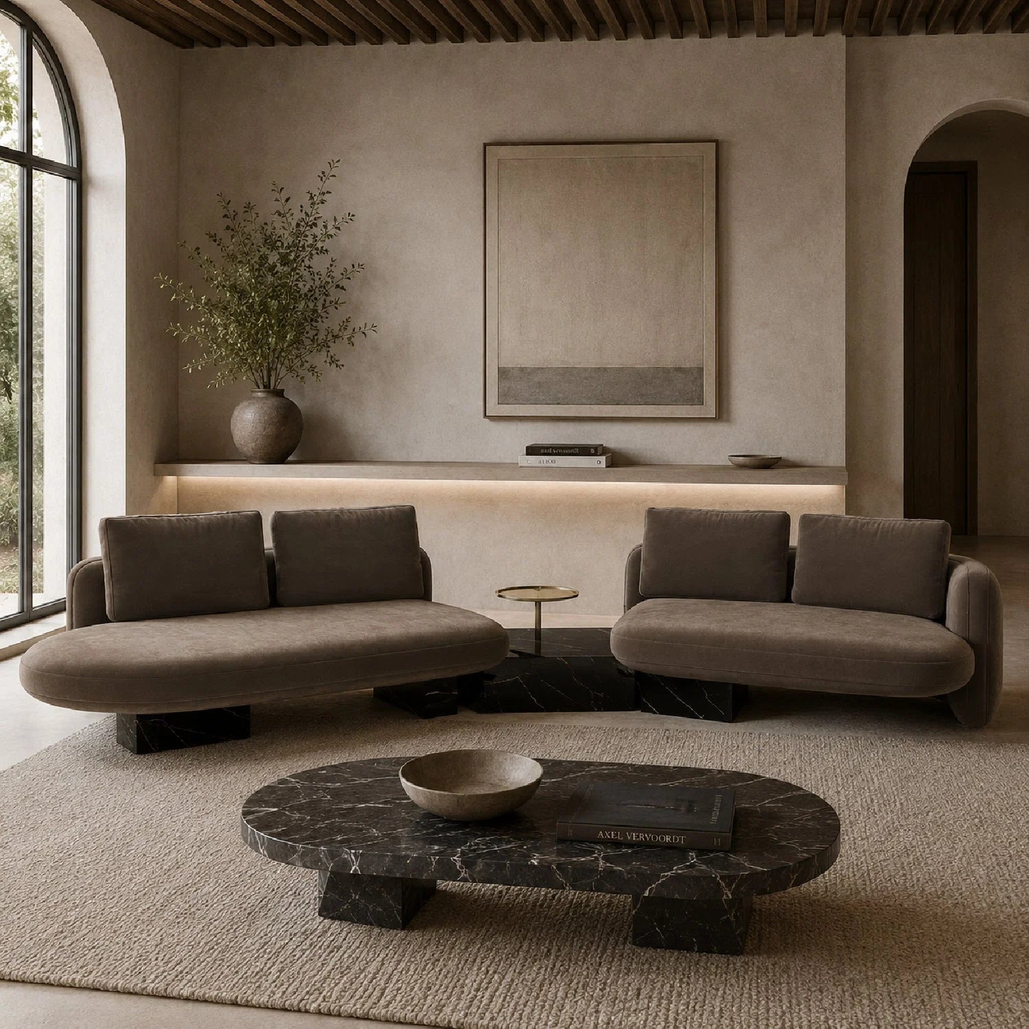 Luxury Overlap Bumper Sectional Sofa Modern Italian Style for Villa