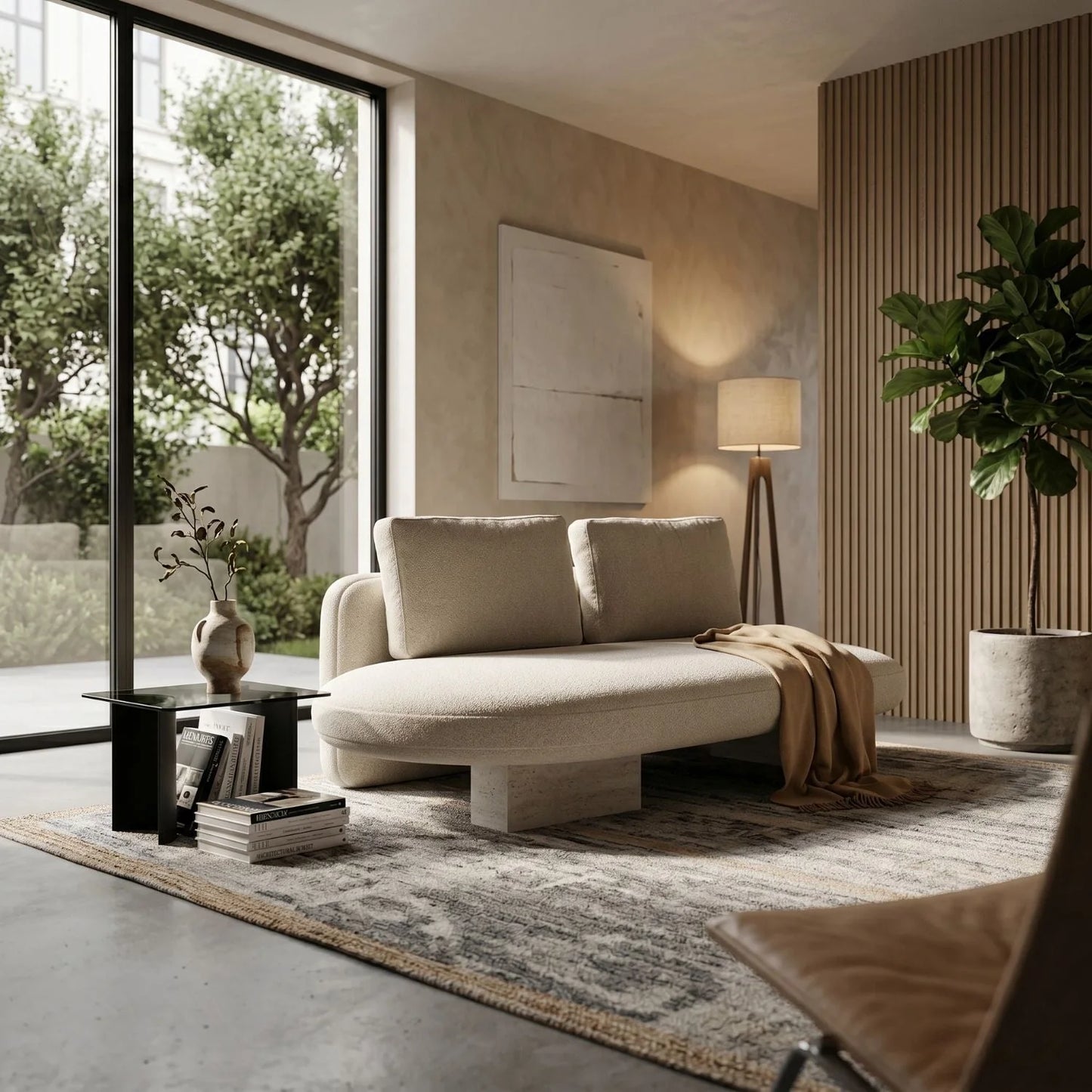 Luxury Overlap Ecru Linen Armless Bumper Sofa Modern Italian Style for Villa