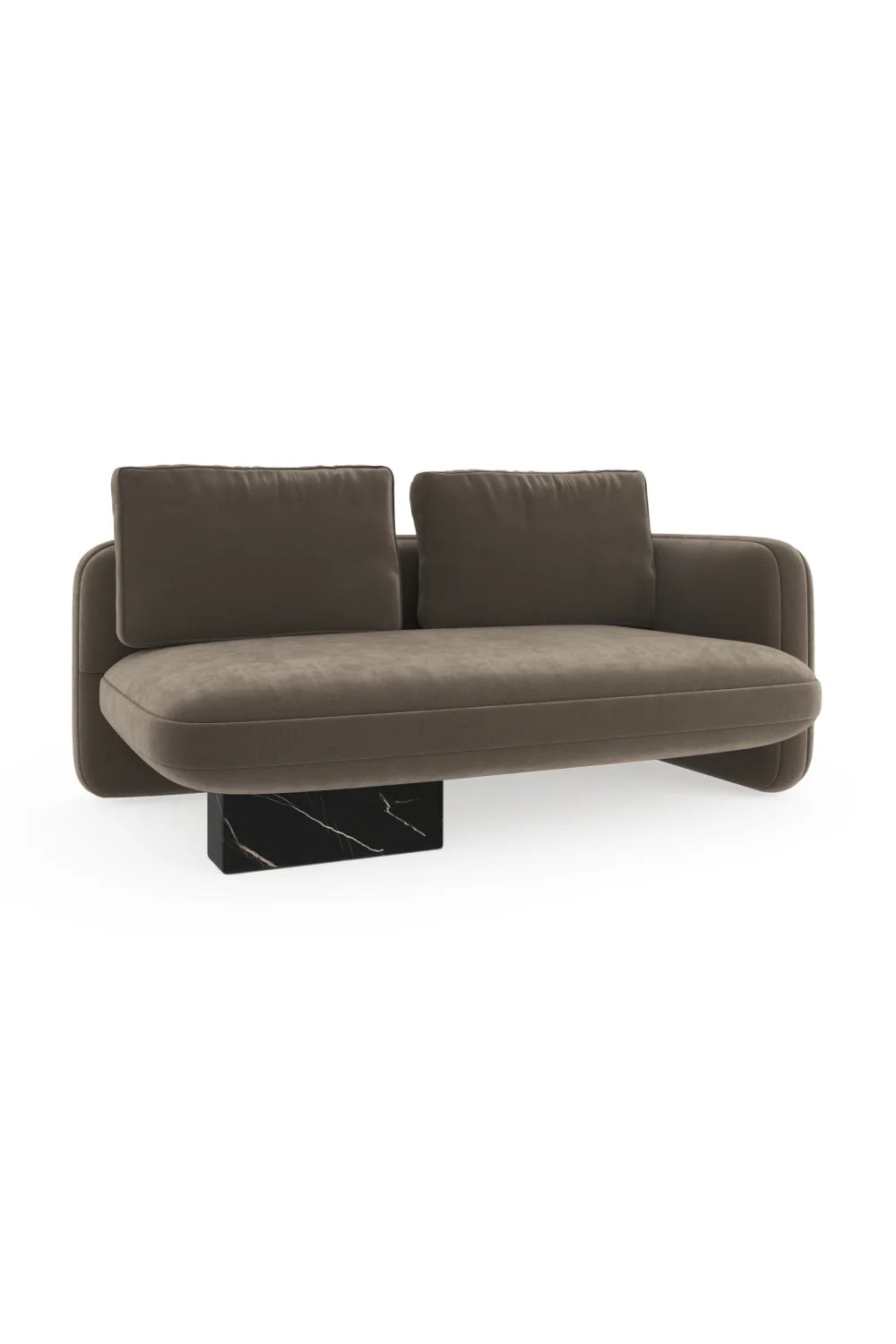 Luxury Overlap Taupe Velvet Loveseat Modern Italian Style for Villa
