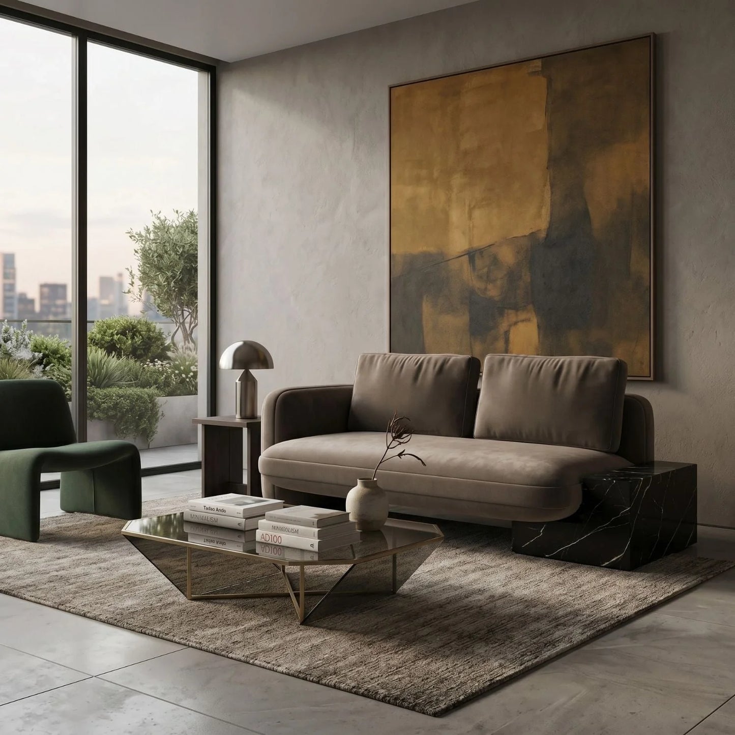 Luxury Overlap Taupe Velvet Loveseat Modern Italian Style for Villa