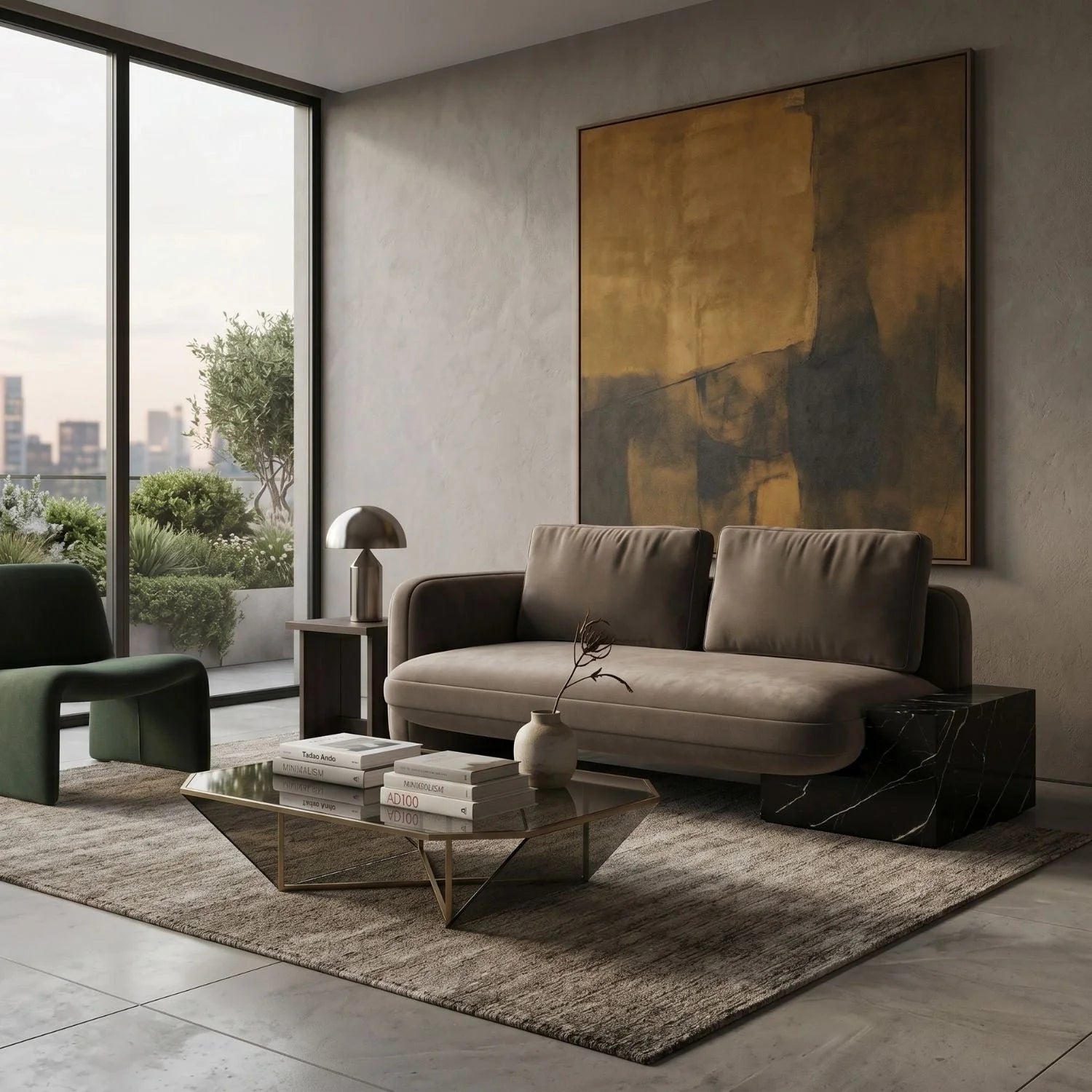 Luxury Overlap Taupe Velvet Loveseat Modern Italian Style for Villa