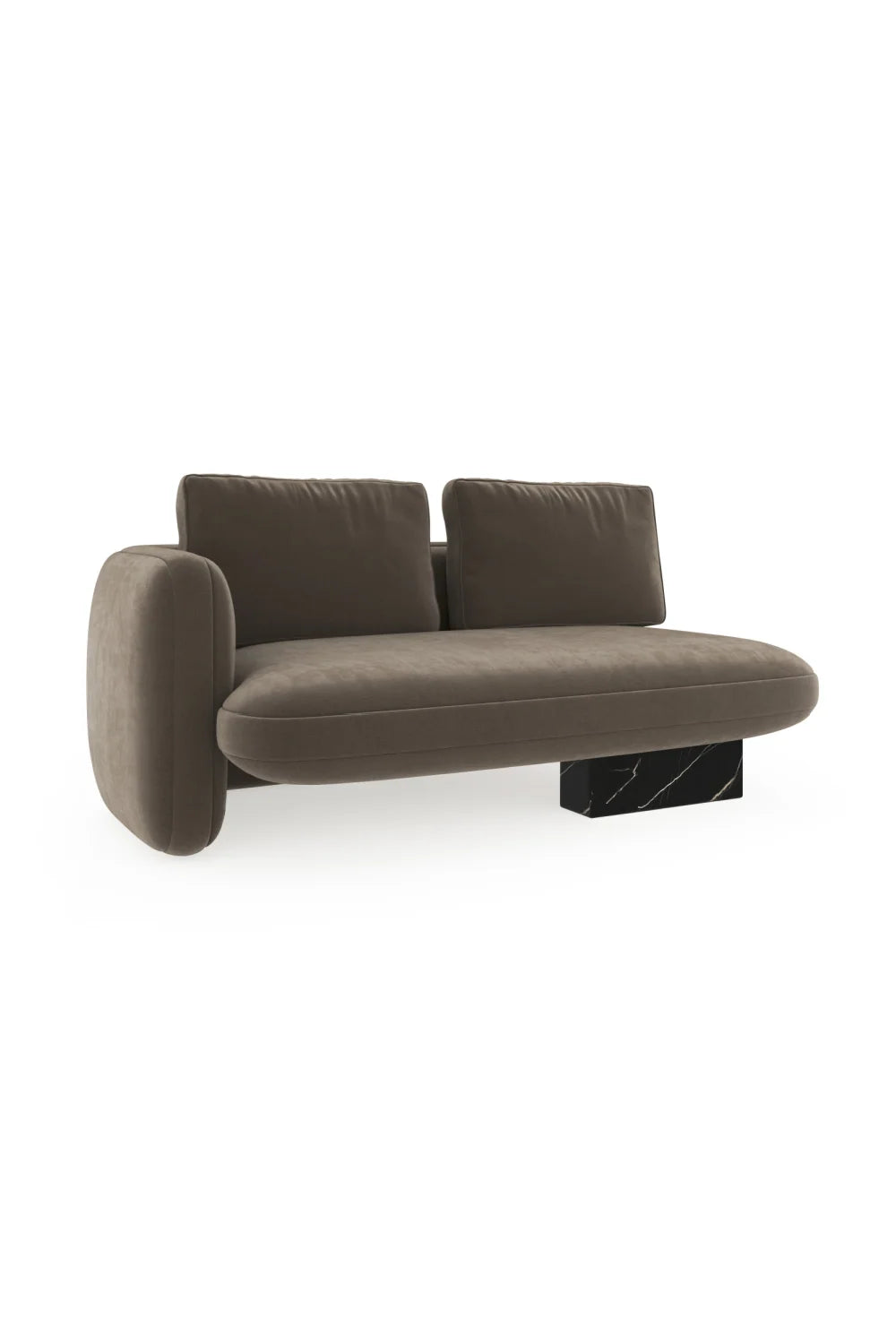 Luxury Overlap Taupe Velvet Loveseat Modern Italian Style for Villa