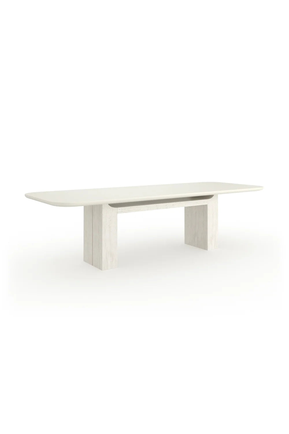 Luxury Overlap Travertine Pedestal Dining Table Modern Italian Style for Villa