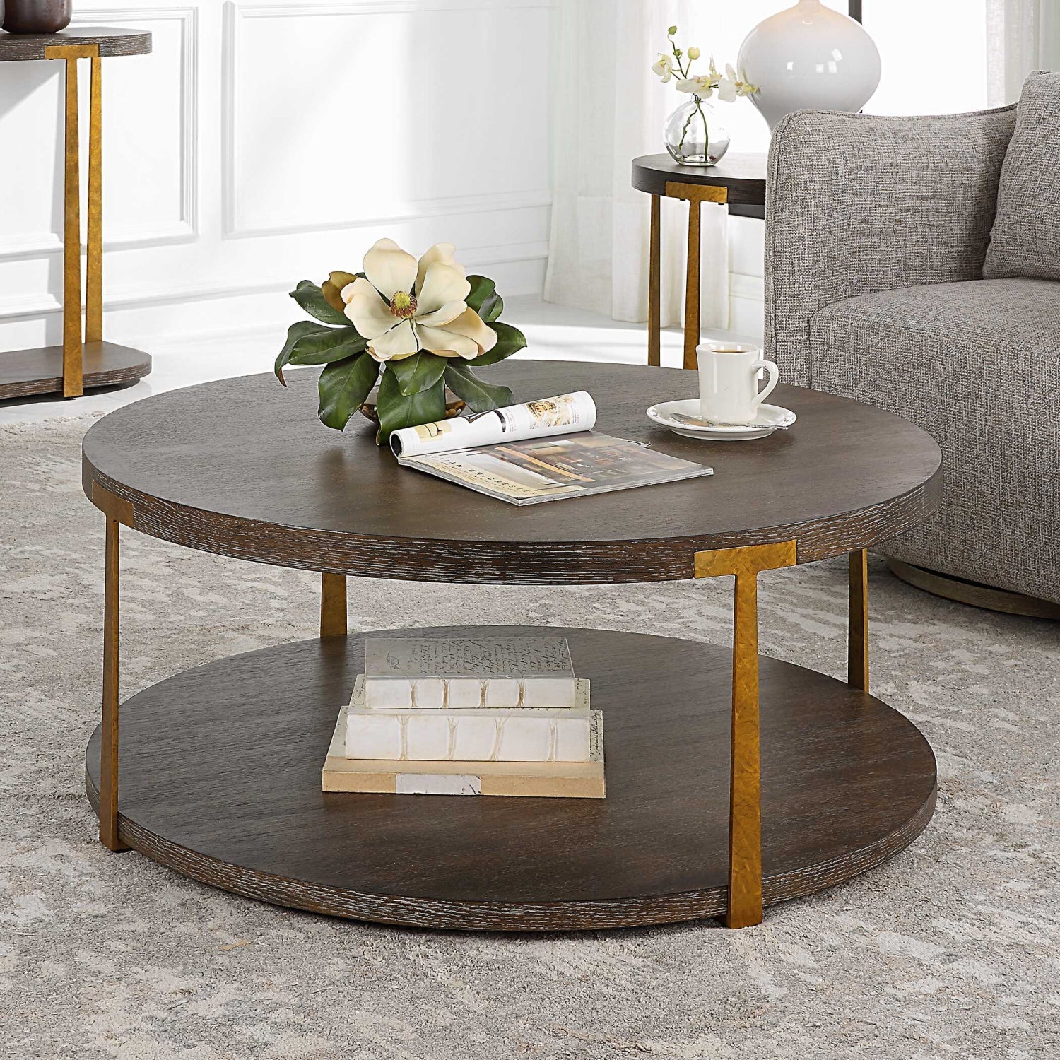 Luxury Palisade Oak Coffee Table Modern Italian Style for Villa