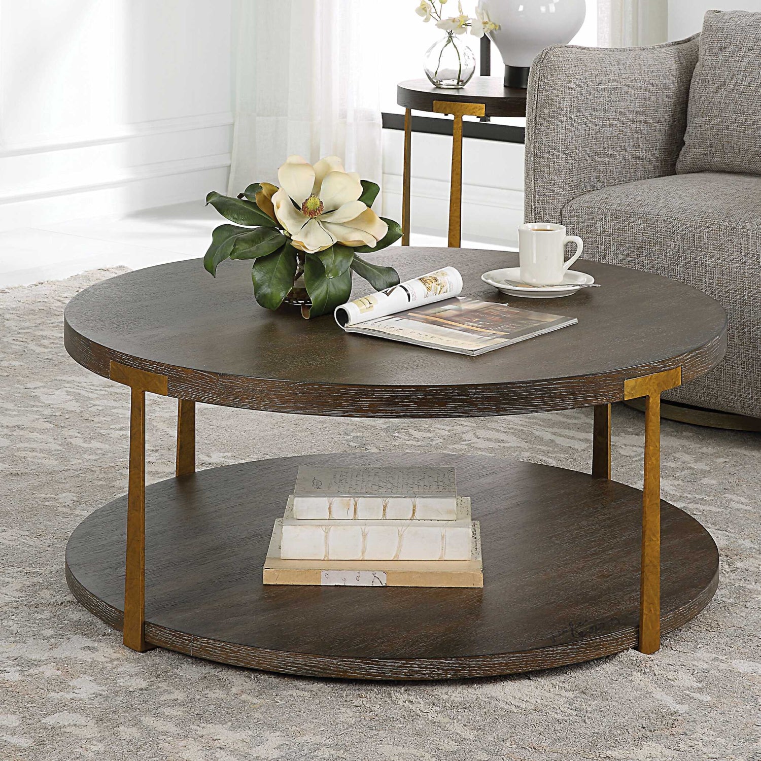 Luxury Palisade Oak Coffee Table Modern Italian Style for Villa