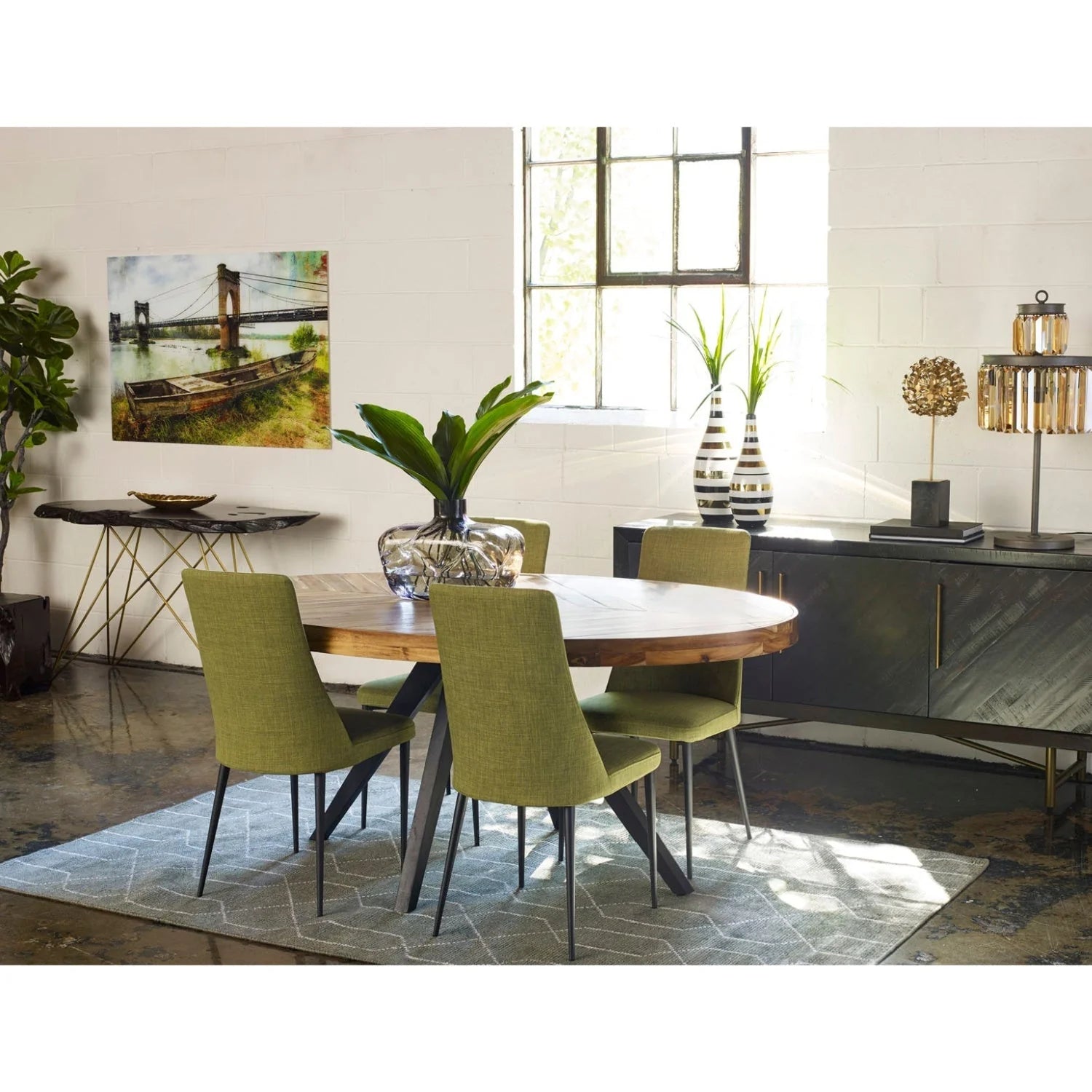 Luxury Parq Parquet Wooden Dining Table Modern Italian Style for Villa