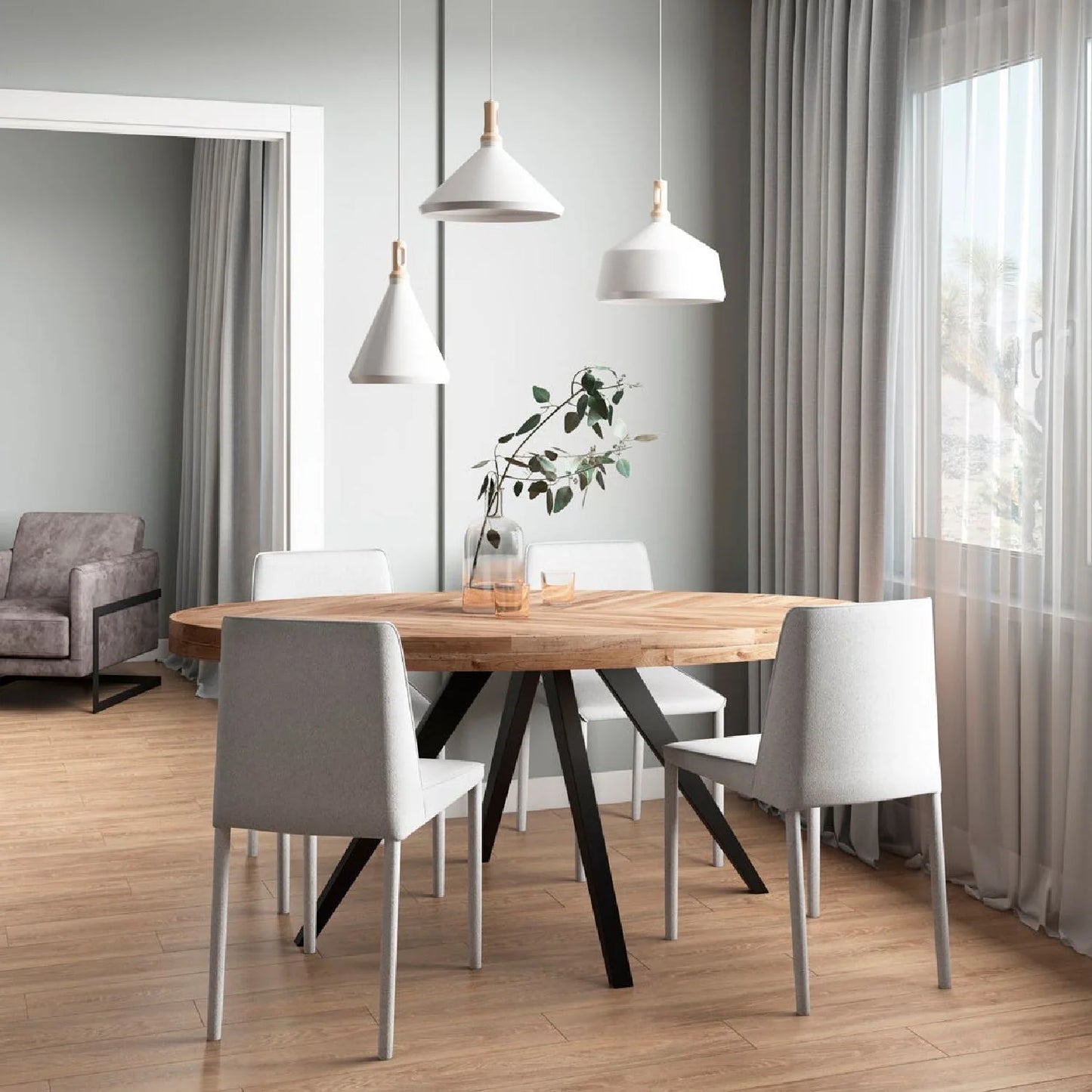Luxury Parq Parquet Wooden Dining Table Modern Italian Style for Villa